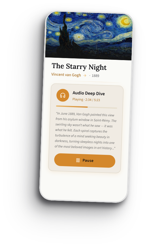 Art Whisper audio narration player in dark mode